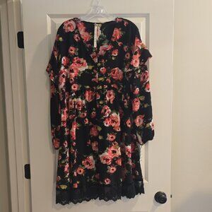 Uncle Frank Black and Red Floral Dress